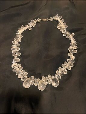 Clear Crystal Teardrop Statement Necklace